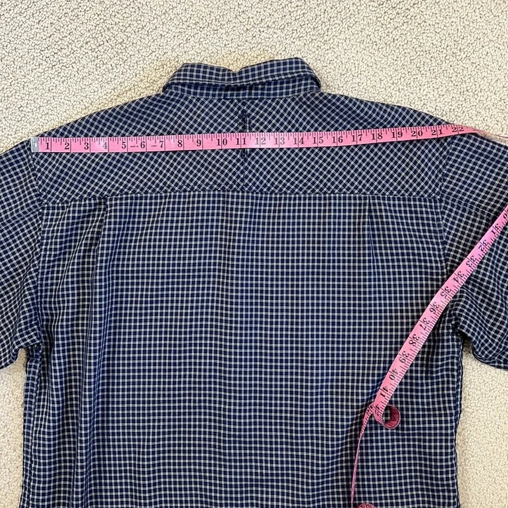 The North Face Traverse Navy Blue Tan Check Long Sleeve Button Down Shirt LARGE